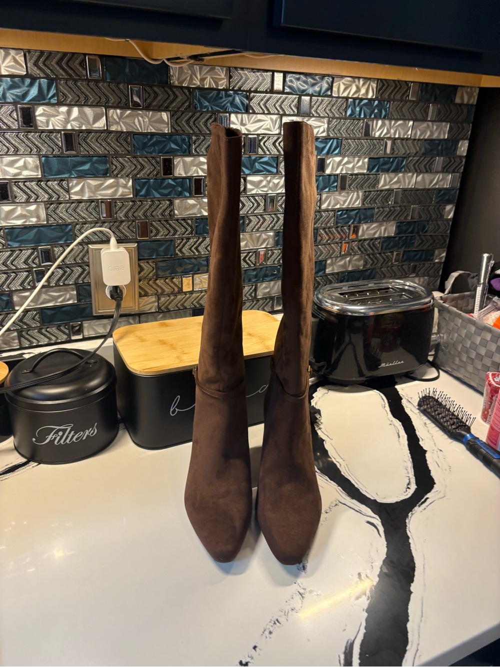 Giani Bernini Chocolate Brown Suede Over-the-Knee Pointed Boots